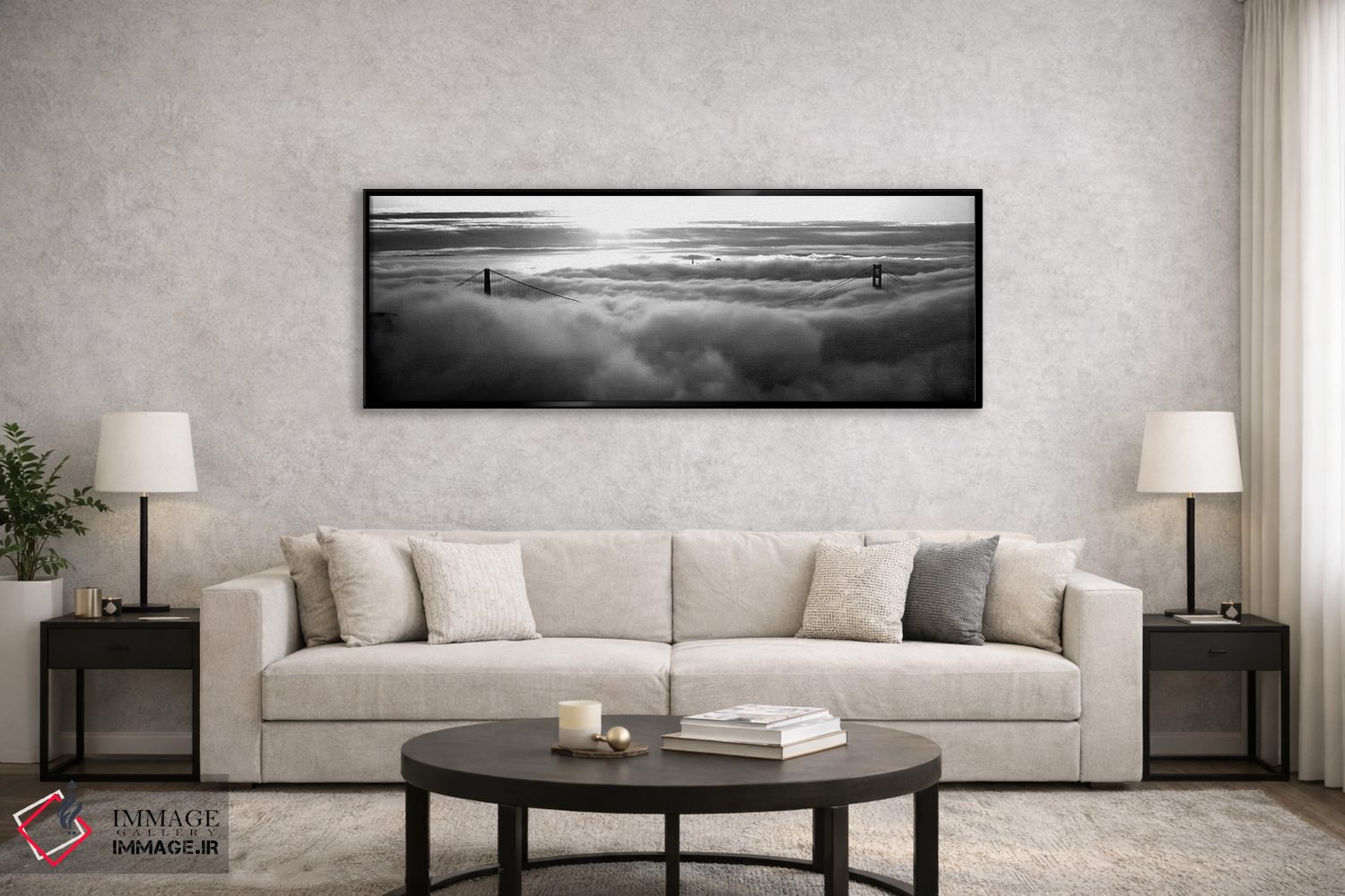 تابلو دکوراتیو "پل گلدن گیت پوشیده از مه دیده شده از تپه هاوک، خلیج سا… اثر پانورامیک ایمجز - D6B