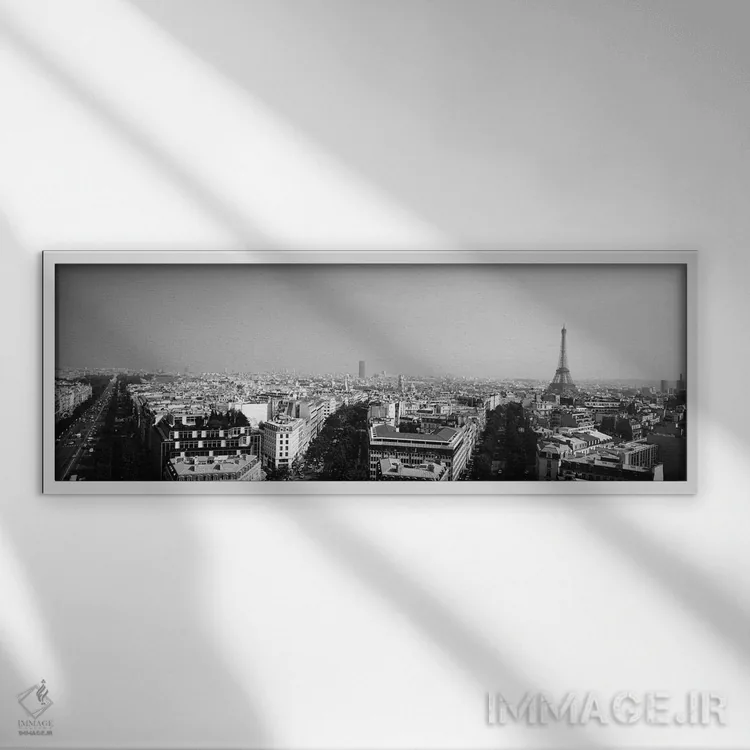تابلو دکوراتیو "نمای بلند از منظره شهری، پاریس، فرانسه" اثر پانورامیک ایمجز - نمای قابدار سفید