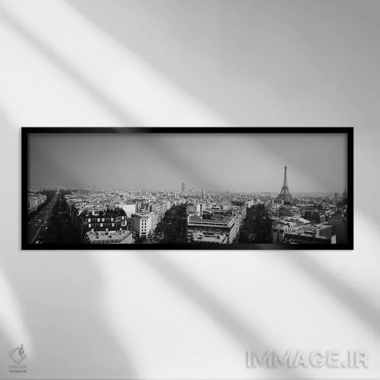 تابلو دکوراتیو "نمای بلند از منظره شهری، پاریس، فرانسه" اثر پانورامیک ایمجز - نمای قابدار مشکی