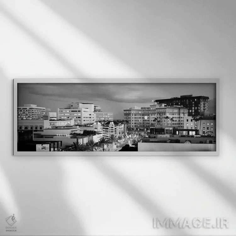 تابلو دکوراتیو "نمای بلند از ساختمان ها در یک شهر، رودئو درایو، بورلی… اثر پانورامیک ایمجز - نمای قابدار سفید
