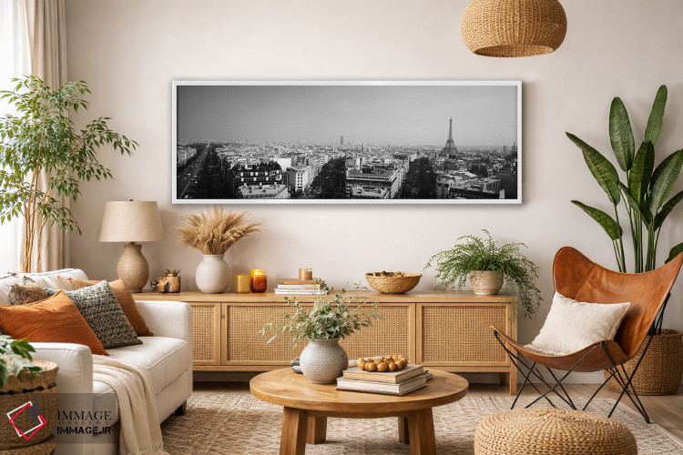 تابلو دکوراتیو "نمای بلند از منظره شهری، پاریس، فرانسه" اثر پانورامیک ایمجز - D2W