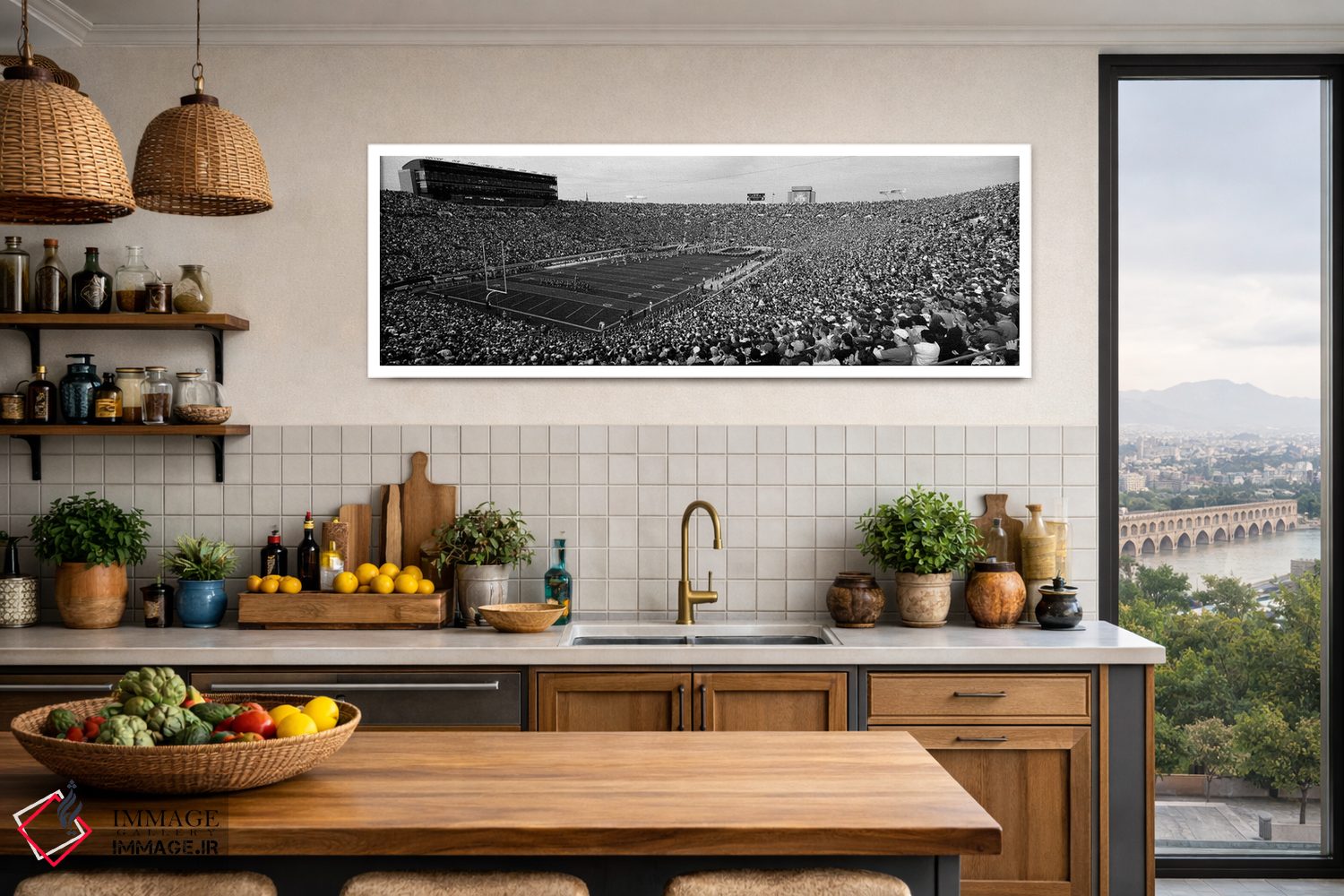 تابلو دکوراتیو "نمای بلند از یک استادیوم فوتبال پر از تماشاگران، ورزشگ… اثر پانورامیک ایمجز - D3W