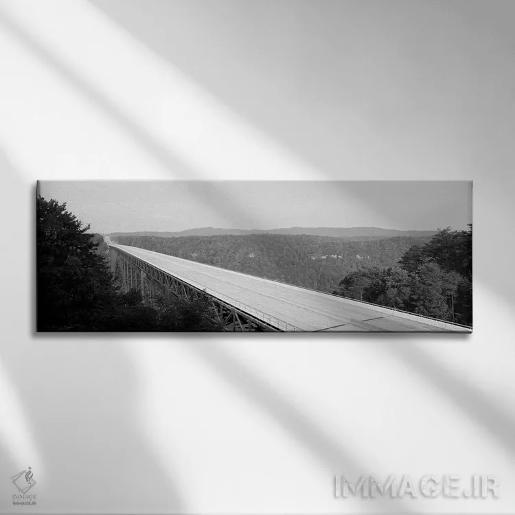 تابلو دکوراتیو "نمای بلند از پل دره رود جدید، مسیر ۱۹، ایالت ویرجینیای… اثر پانورامیک ایمجز - نمای روبهرو روی دیوار
