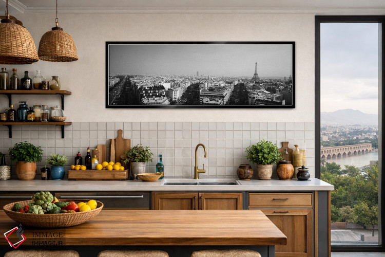 تابلو دکوراتیو "نمای بلند از منظره شهری، پاریس، فرانسه" اثر پانورامیک ایمجز - D5B