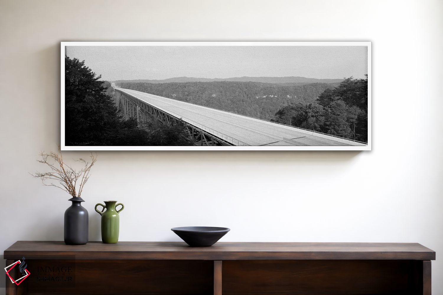 تابلو دکوراتیو "نمای بلند از پل دره رود جدید، مسیر ۱۹، ایالت ویرجینیای… اثر پانورامیک ایمجز - D1W