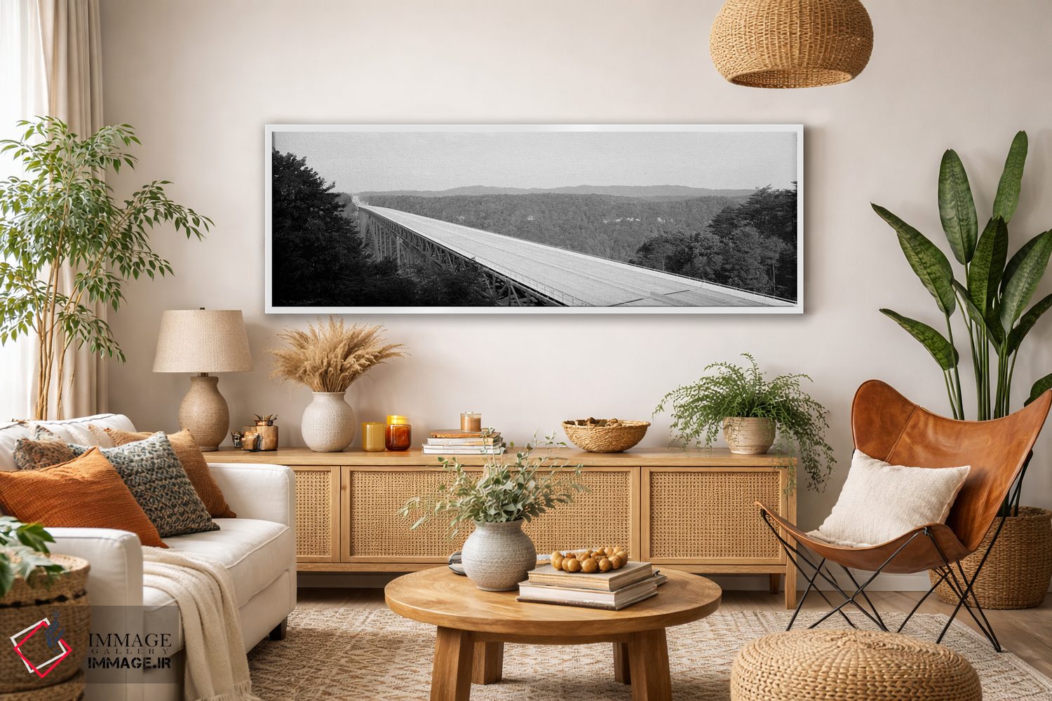 تابلو دکوراتیو "نمای بلند از پل دره رود جدید، مسیر ۱۹، ایالت ویرجینیای… اثر پانورامیک ایمجز - D2W