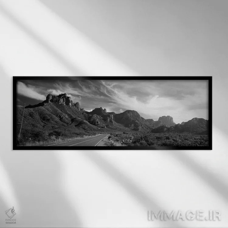 تابلو دکوراتیو "جاده ای که از یک منظر عبور می کند، پارک ملی بیگ بند، ا… اثر پانورامیک ایمجز - نمای قابدار مشکی