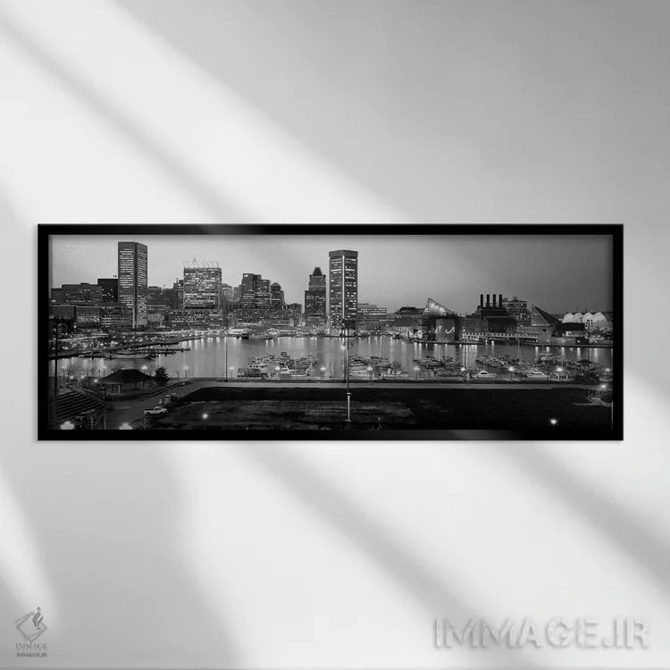 تابلو دکوراتیو "بندر داخلی، بالتیمور، مریلند، ایالات متحده" اثر پانورامیک ایمجز - نمای قابدار مشکی