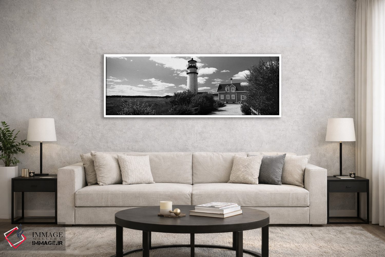 تابلو دکوراتیو "فانوس دریایی هایلند لایت، سواحل ملی کیپ کاد، نورت تراو… اثر پانورامیک ایمجز - D5W
