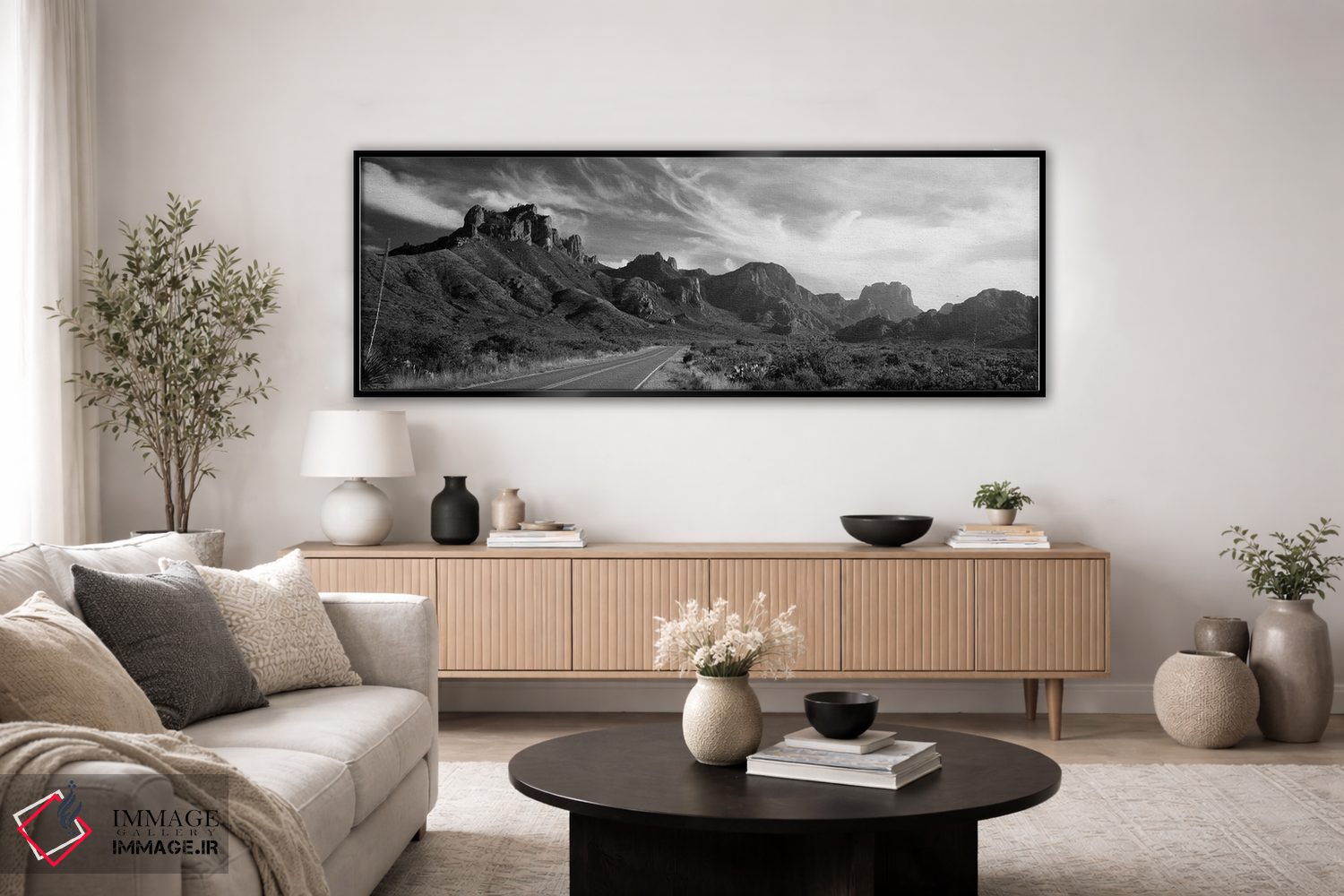 تابلو دکوراتیو "جاده ای که از یک منظر عبور می کند، پارک ملی بیگ بند، ا… اثر پانورامیک ایمجز - D4B