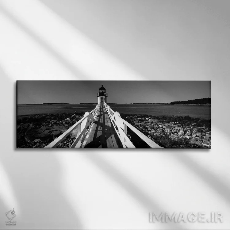تابلو دکوراتیو "فانوس دریایی روی ساحل، فانوس دریایی مارشال پوینت، ساخت… اثر پانورامیک ایمجز - نمای روبهرو روی دیوار