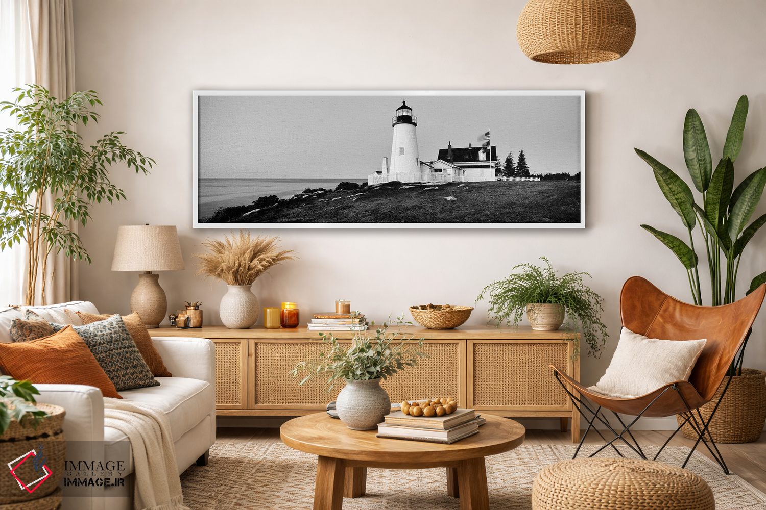 تابلو دکوراتیو "فانوس دریایی در یک ساحل، فانوس دریایی پمکید پوینت، بری… اثر پانورامیک ایمجز - D3W