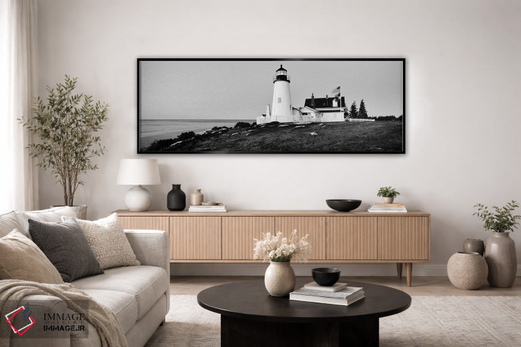 تابلو دکوراتیو "فانوس دریایی در یک ساحل، فانوس دریایی پمکید پوینت، بری… اثر پانورامیک ایمجز - D5B