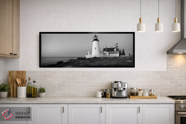 تابلو دکوراتیو "فانوس دریایی روی ساحل، فانوس دریایی پماکید پوینت، ساخت… اثر پانورامیک ایمجز - D1B