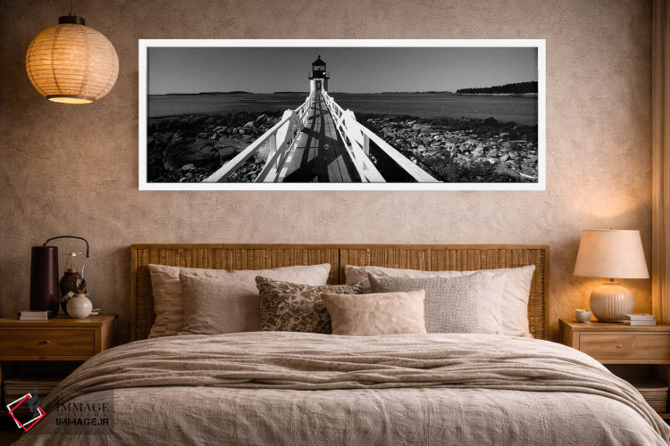 تابلو دکوراتیو "فانوس دریایی روی ساحل، فانوس دریایی مارشال پوینت، ساخت… اثر پانورامیک ایمجز - D2W