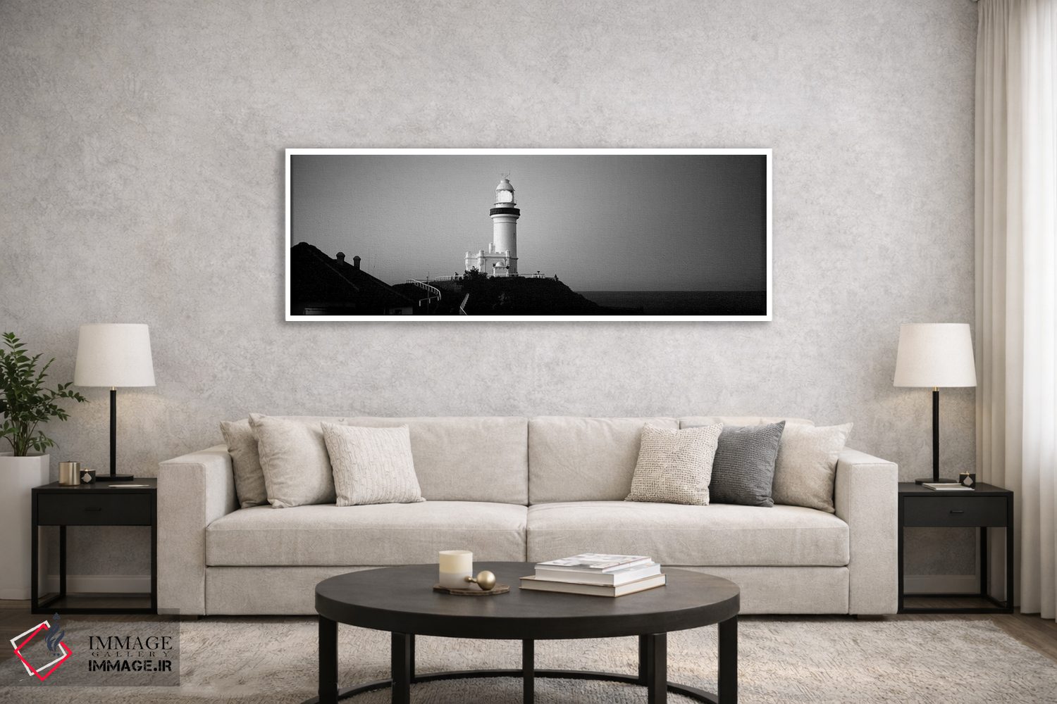 تابلو دکوراتیو "فانوس دریایی در شامگاه، فانوس دریایی بروین بی، نیو ساو… اثر پانورامیک ایمجز - D6W