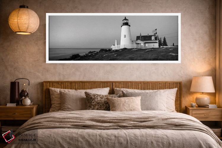 تابلو دکوراتیو "فانوس دریایی روی ساحل، فانوس دریایی پماکید پوینت، ساخت… اثر پانورامیک ایمجز - D3W