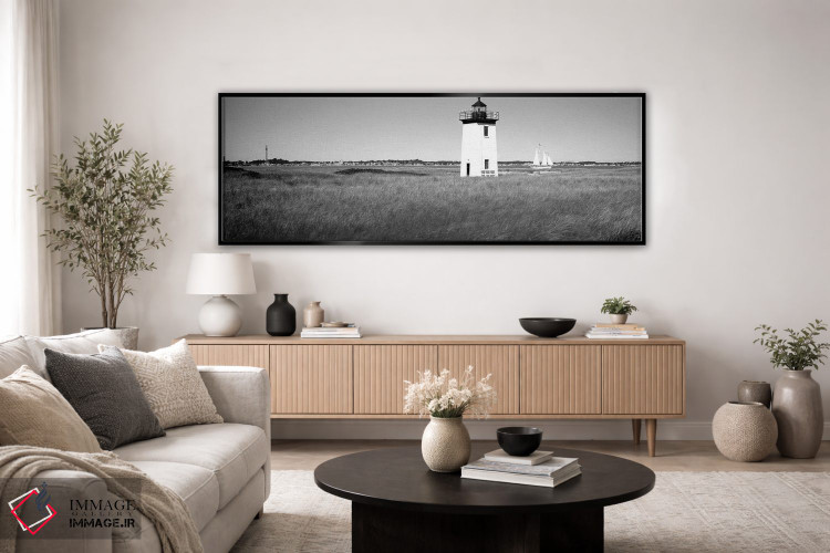 تابلو دکوراتیو "فانوس دریایی روی ساحل، فانوس دریایی لانگ پوینت، لانگ پ… اثر پانورامیک ایمجز - D5B