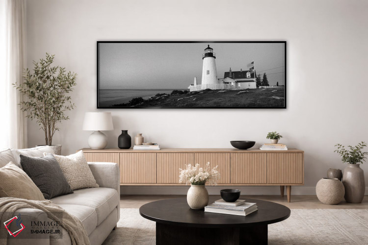 تابلو دکوراتیو "فانوس دریایی روی ساحل، فانوس دریایی پماکید پوینت، ساخت… اثر پانورامیک ایمجز - D4B