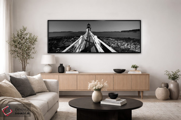 تابلو دکوراتیو "فانوس دریایی روی ساحل، فانوس دریایی مارشال پوینت، ساخت… اثر پانورامیک ایمجز - D3B