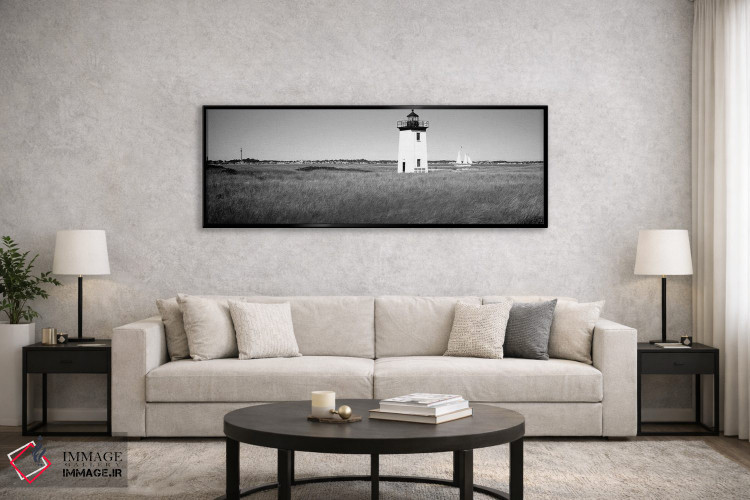 تابلو دکوراتیو "فانوس دریایی روی ساحل، فانوس دریایی لانگ پوینت، لانگ پ… اثر پانورامیک ایمجز - D6B
