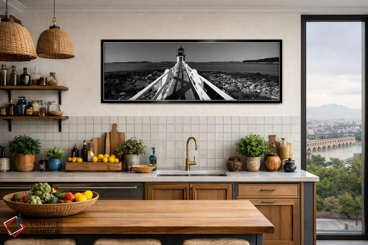 تابلو دکوراتیو "فانوس دریایی روی ساحل، فانوس دریایی مارشال پوینت، ساخت… اثر پانورامیک ایمجز - D5B