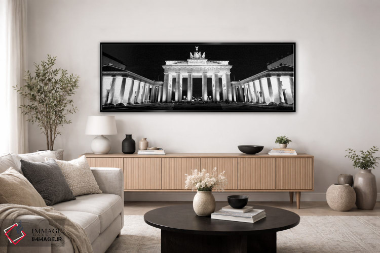 تابلو دکوراتیو "نمای زاویه پایین از دروازه ای که شب ها روشن است، درواز… اثر پانورامیک ایمجز - D4B