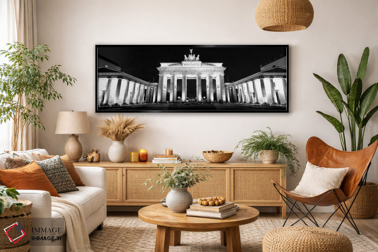 تابلو دکوراتیو "نمای زاویه پایین از دروازه ای که شب ها روشن است، درواز… اثر پانورامیک ایمجز - D5B