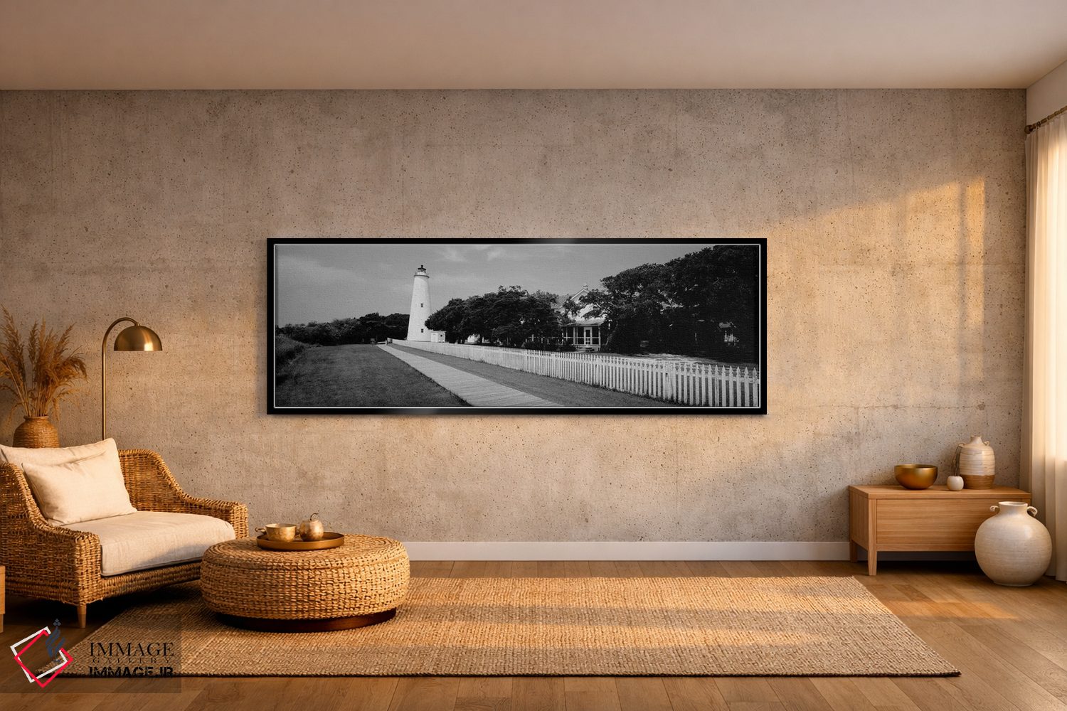 تابلو دکوراتیو "نمای زاویه پایین از فانوس دریایی، فانوس دریایی اوکراکو… اثر پانورامیک ایمجز - D3B