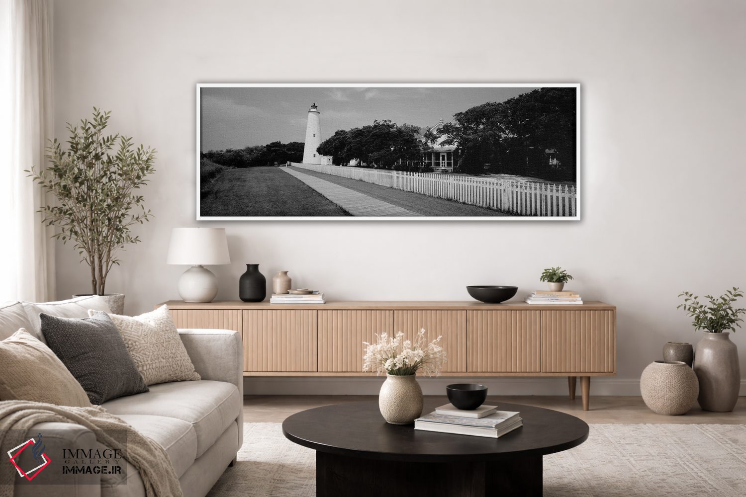 تابلو دکوراتیو "نمای زاویه پایین از فانوس دریایی، فانوس دریایی اوکراکو… اثر پانورامیک ایمجز - D4W