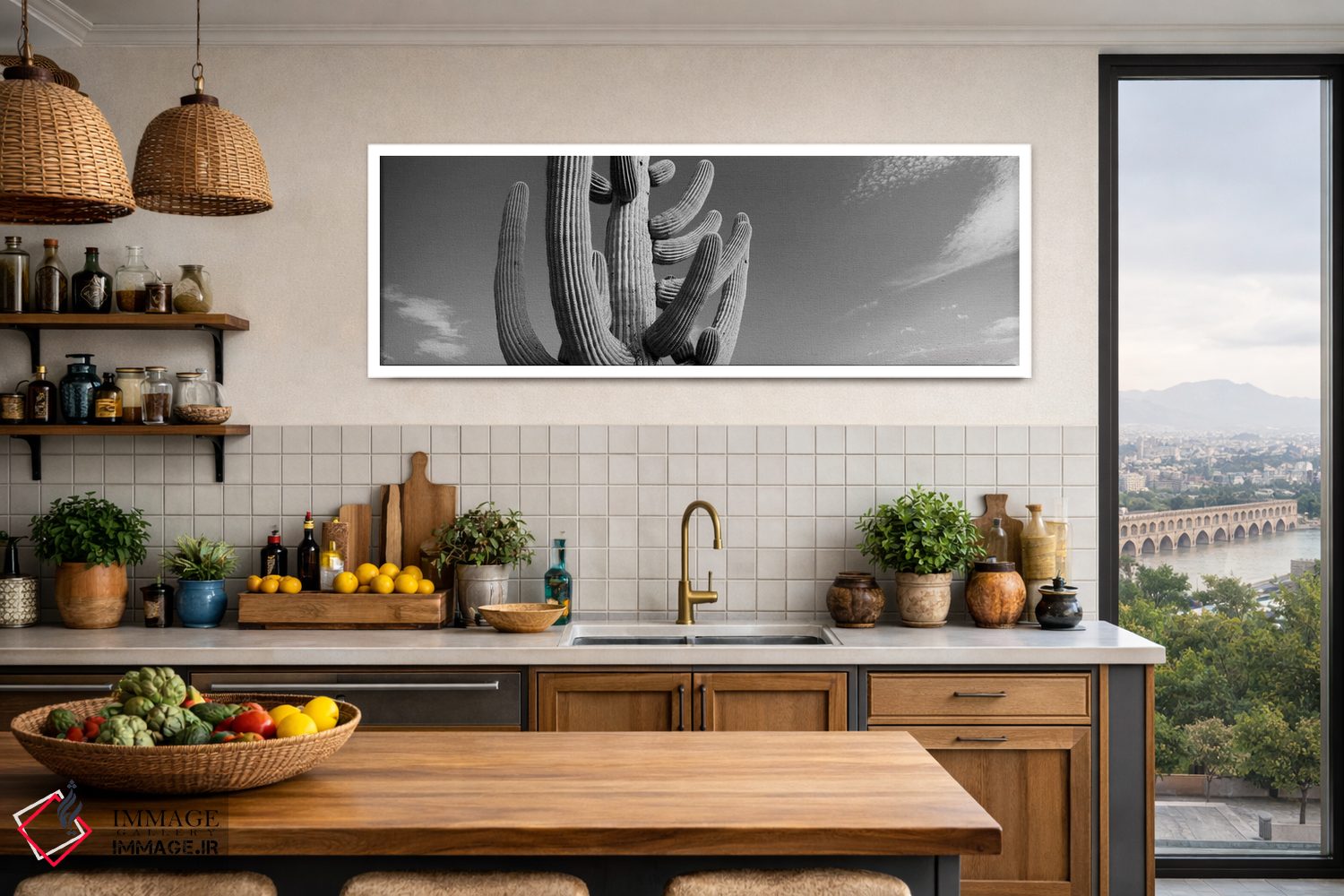 تابلو دکوراتیو "نمای زاویه پایین از کاکتوس ساگاروی ، پارک ملی ساگاروی… اثر پانورامیک ایمجز - D3W