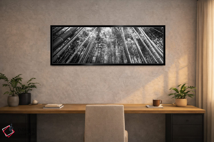 تابلو دکوراتیو "نمای زاویه پایین از درختان بامبو، آراشیاما، استان کیوت… اثر پانورامیک ایمجز - D2B