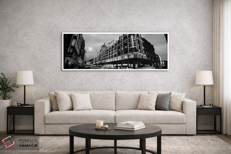 تابلو دکوراتیو "نمای زاویه پایین از ساختمان هایی که شب ها روشن است، ها… اثر پانورامیک ایمجز - D6W