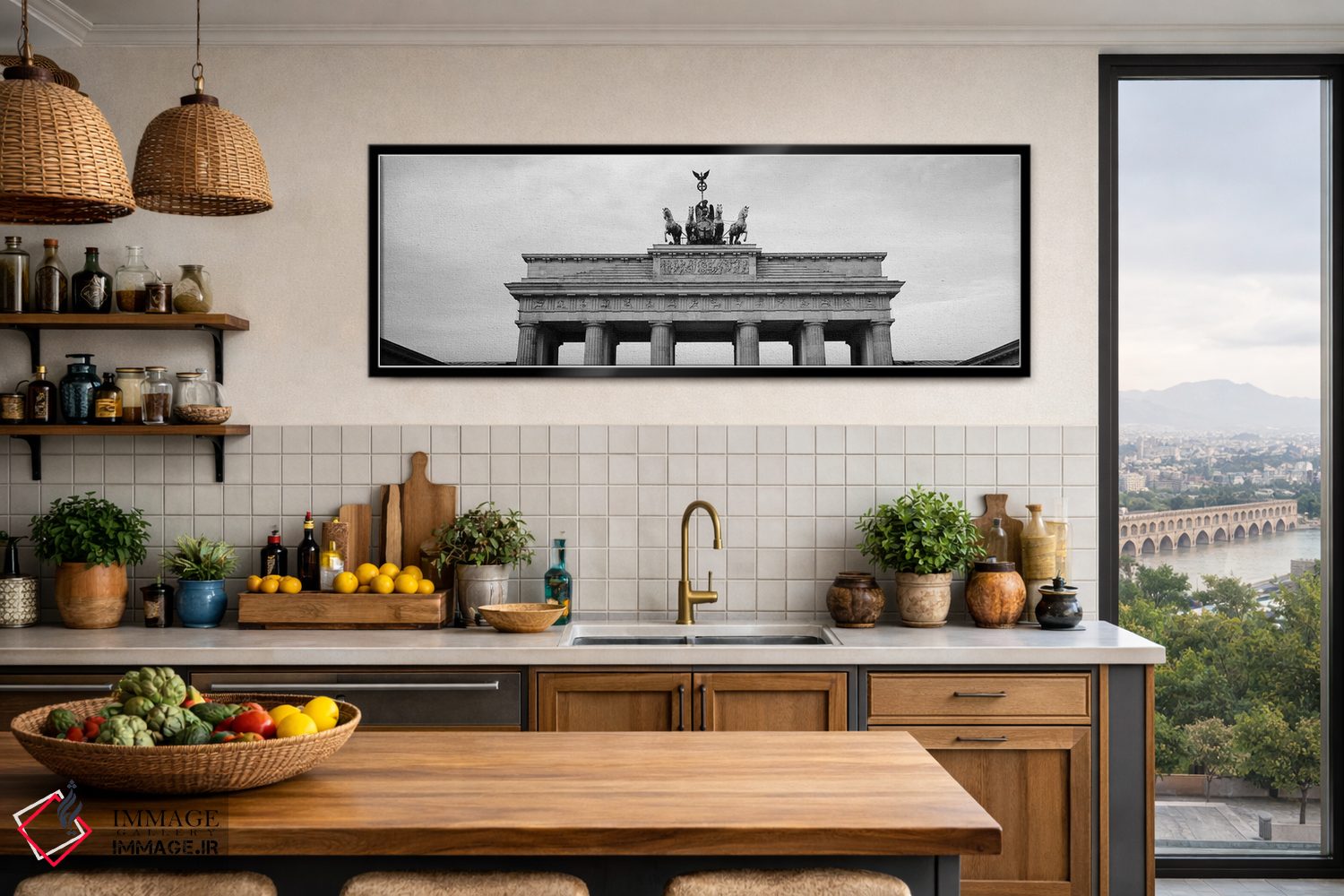 تابلو دکوراتیو "نمای زاویه پایین از دروازه براندنبورگ، پارایزر پلاتز… اثر پانورامیک ایمجز - D5B