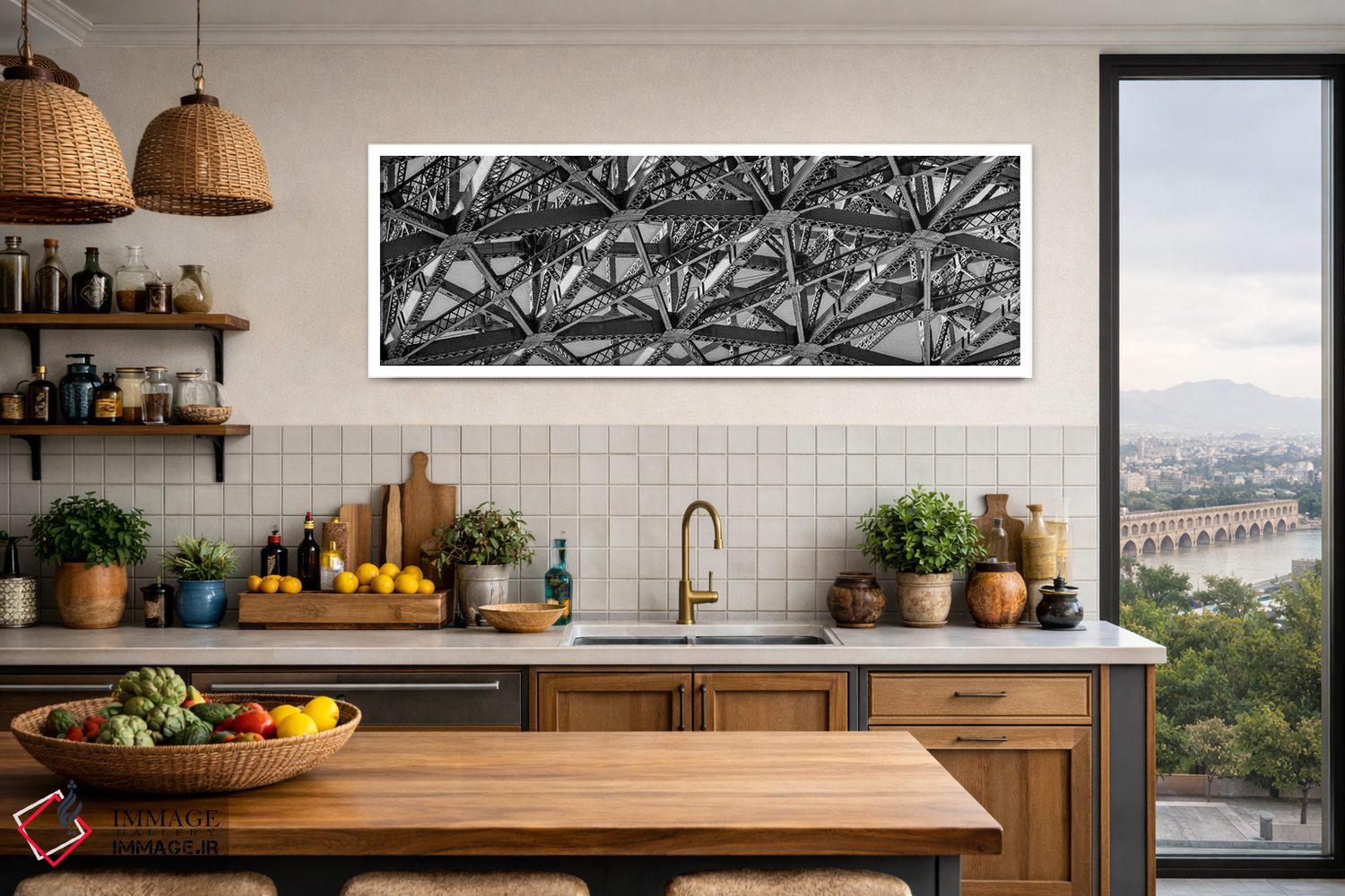 تابلو دکوراتیو "نمای زاویه پایین از جزئیات ساختار پل دروازه طلایی، خلی… اثر پانورامیک ایمجز - D2W