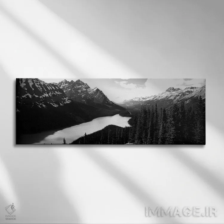 تابلو دکوراتیو "رشته کوه کنار دریاچه، پارک ملی بانف، آلبرتا، کانادا" اثر پانورامیک ایمجز - نمای روبهرو روی دیوار