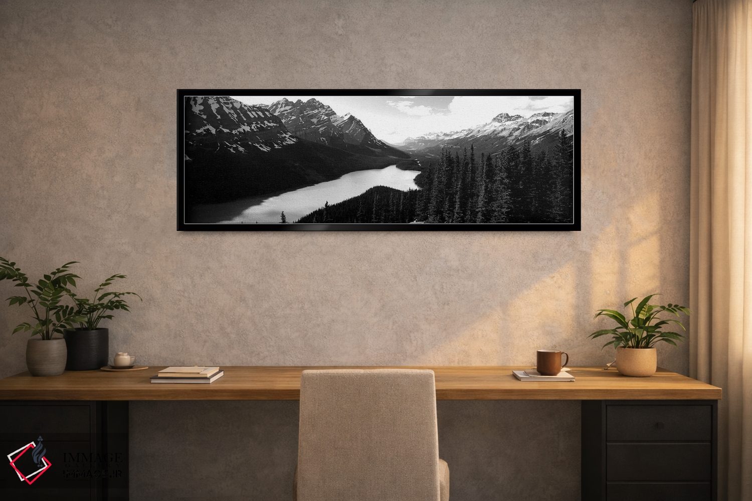 تابلو دکوراتیو "رشته کوه کنار دریاچه، پارک ملی بانف، آلبرتا، کانادا" اثر پانورامیک ایمجز - D2B
