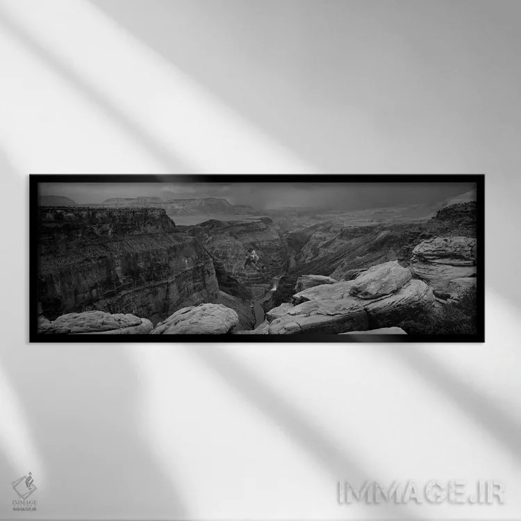 تابلو دکوراتیو "رودخانه ای که از دره ای عبور می کند، منظره توروایپ، بخ… اثر پانورامیک ایمجز - نمای قابدار مشکی