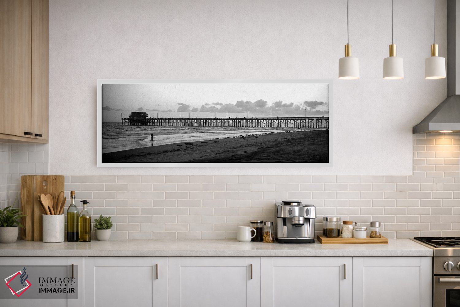 تابلو دکوراتیو "پیر در اقیانوس، پیر نیوپورت، ساحل نیوپورت، شهرستان اور… اثر پانورامیک ایمجز - D1W