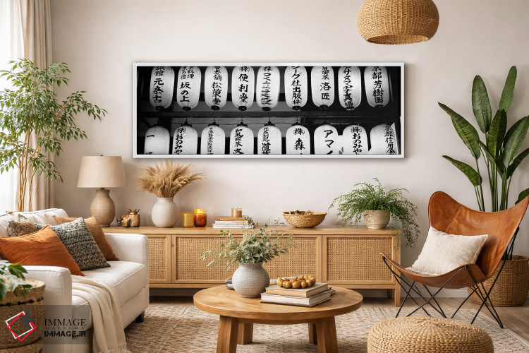 تابلو دکوراتیو "فانوس های کاغذی روشن در ردیف، معبد کودای-جی، منطقه هیگ… اثر پانورامیک ایمجز - D2W