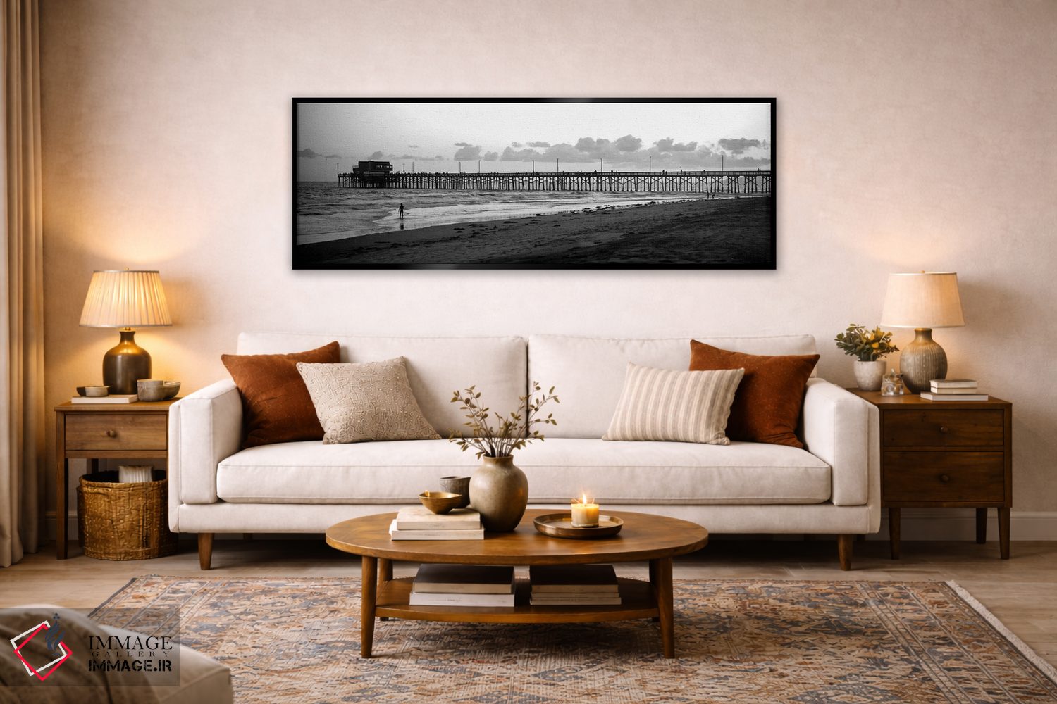تابلو دکوراتیو "پیر در اقیانوس، پیر نیوپورت، ساحل نیوپورت، شهرستان اور… اثر پانورامیک ایمجز - D5B