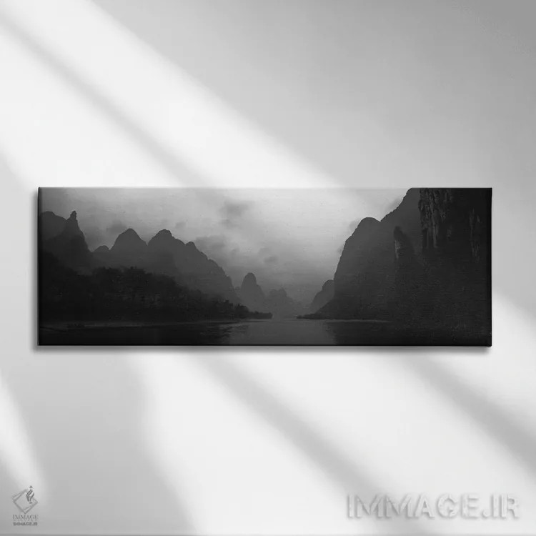 تابلو دکوراتیو "رودخانه ای که از دامنه تپه ها عبور می کند، تپه های گوی… اثر پانورامیک ایمجز - نمای روبهرو روی دیوار