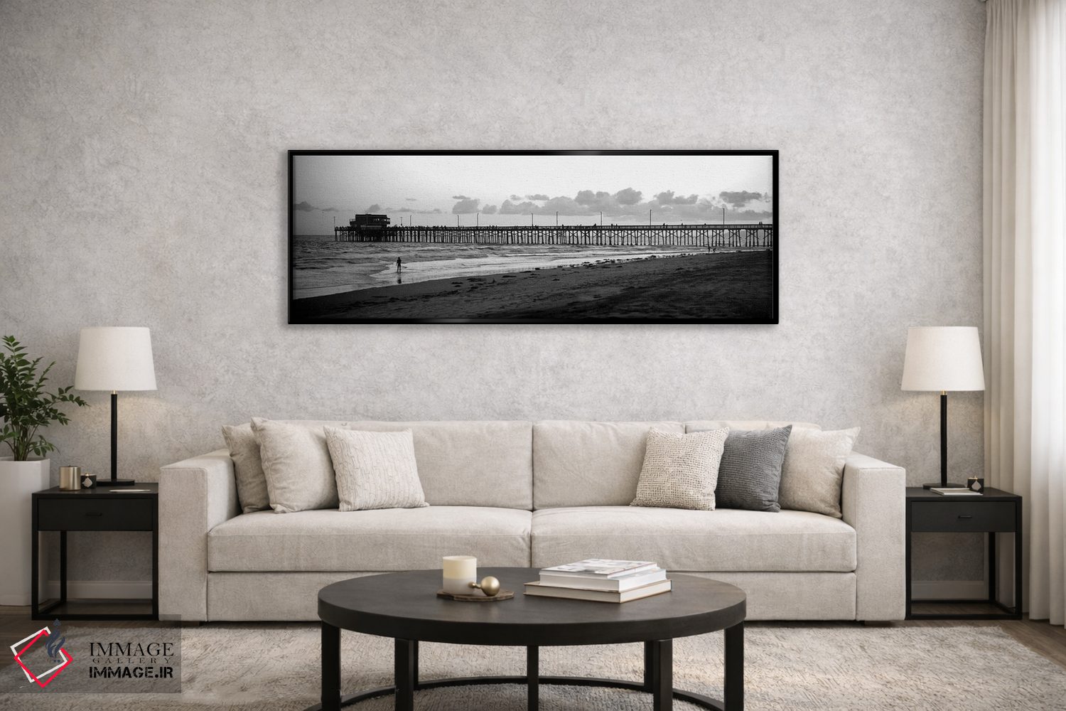 تابلو دکوراتیو "پیر در اقیانوس، پیر نیوپورت، ساحل نیوپورت، شهرستان اور… اثر پانورامیک ایمجز - D6B