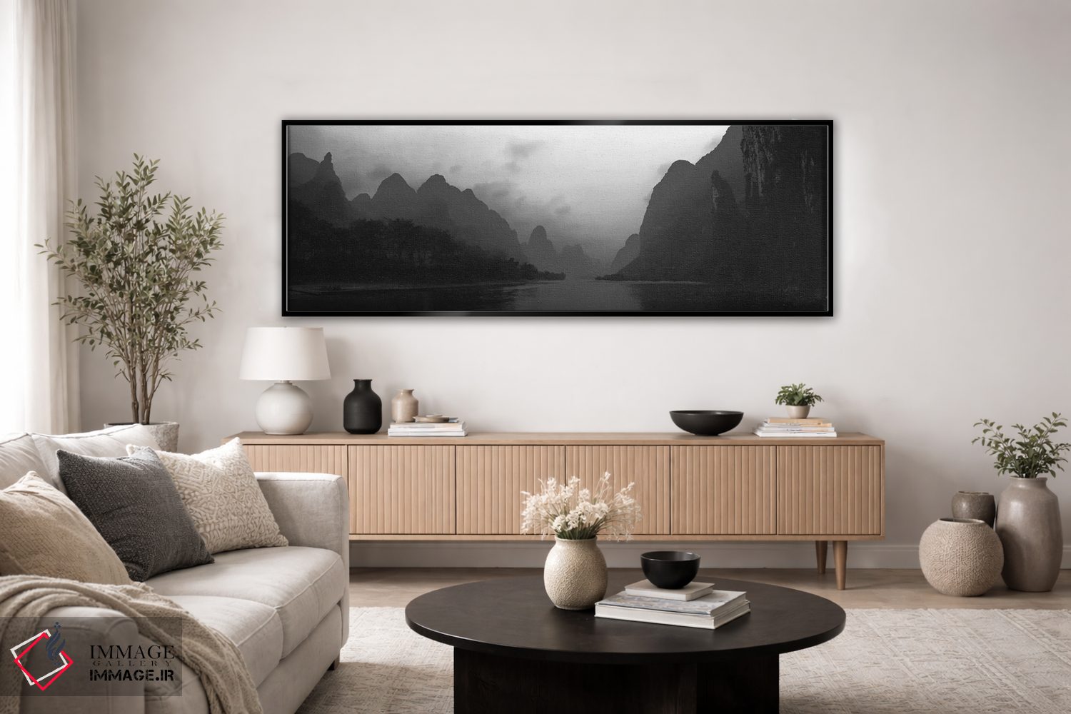 تابلو دکوراتیو "رودخانه ای که از دامنه تپه ها عبور می کند، تپه های گوی… اثر پانورامیک ایمجز - D4B