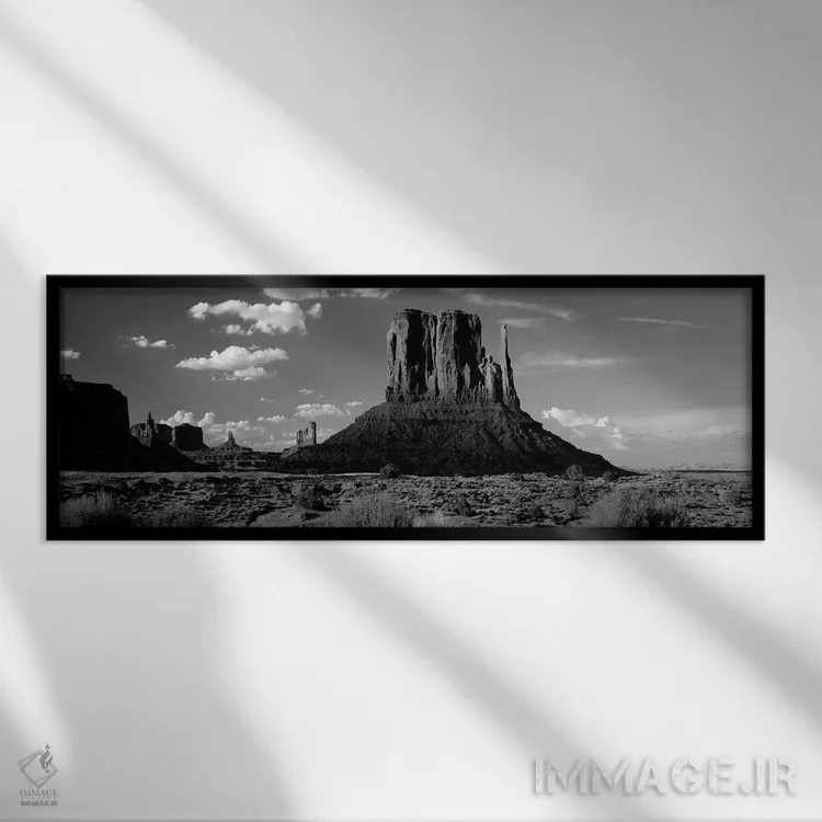 تابلو دکوراتیو "چیدمان های صخره ای روی یک چشم انداز، میتنس، پارک قبیله… اثر پانورامیک ایمجز - نمای قابدار مشکی