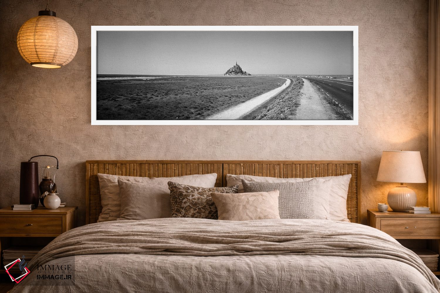 تابلو دکوراتیو "جاده ای که از یک چشم انداز عبور می کند، مون سن میشل، ن… اثر پانورامیک ایمجز - D3W