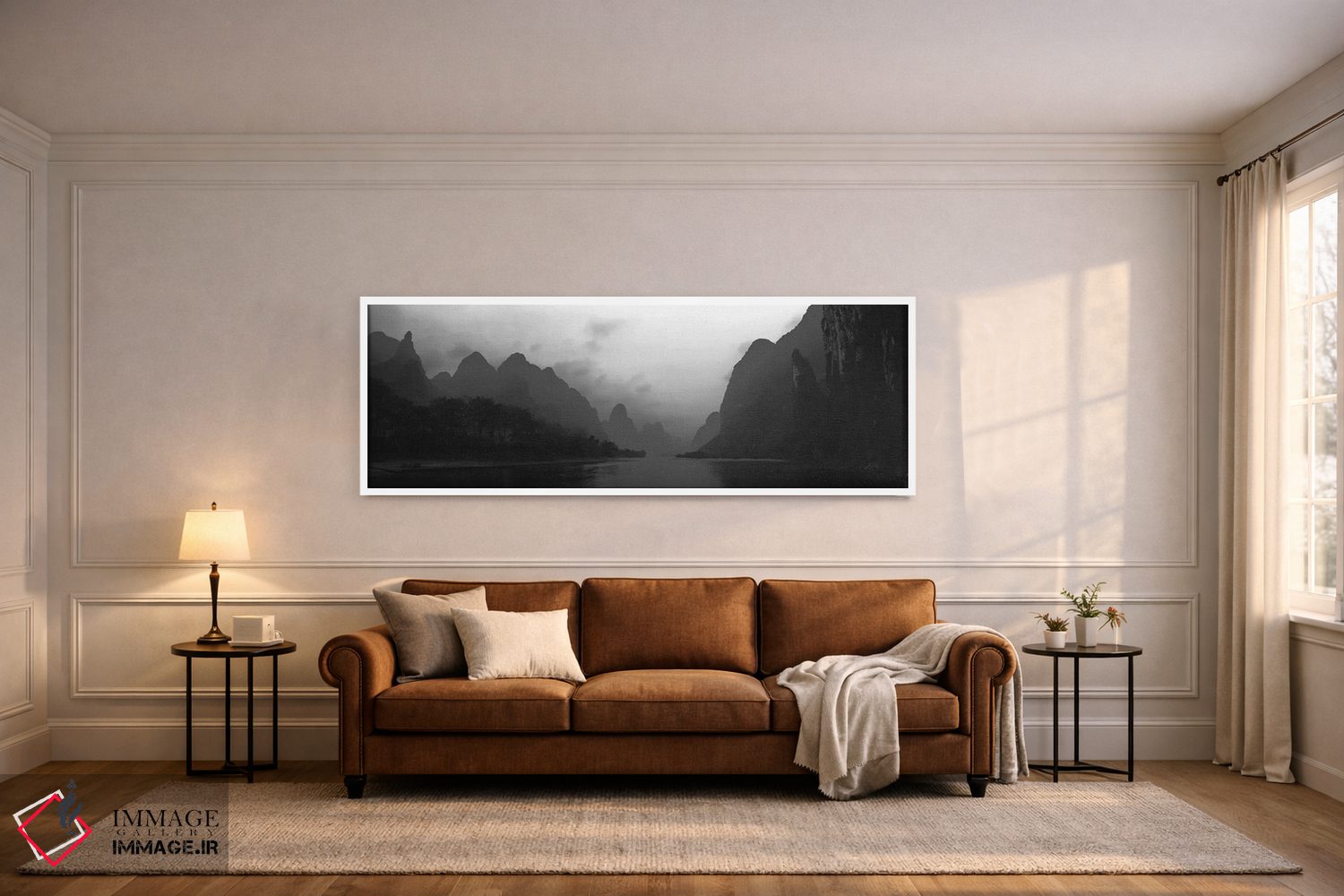 تابلو دکوراتیو "رودخانه ای که از دامنه تپه ها عبور می کند، تپه های گوی… اثر پانورامیک ایمجز - D6W