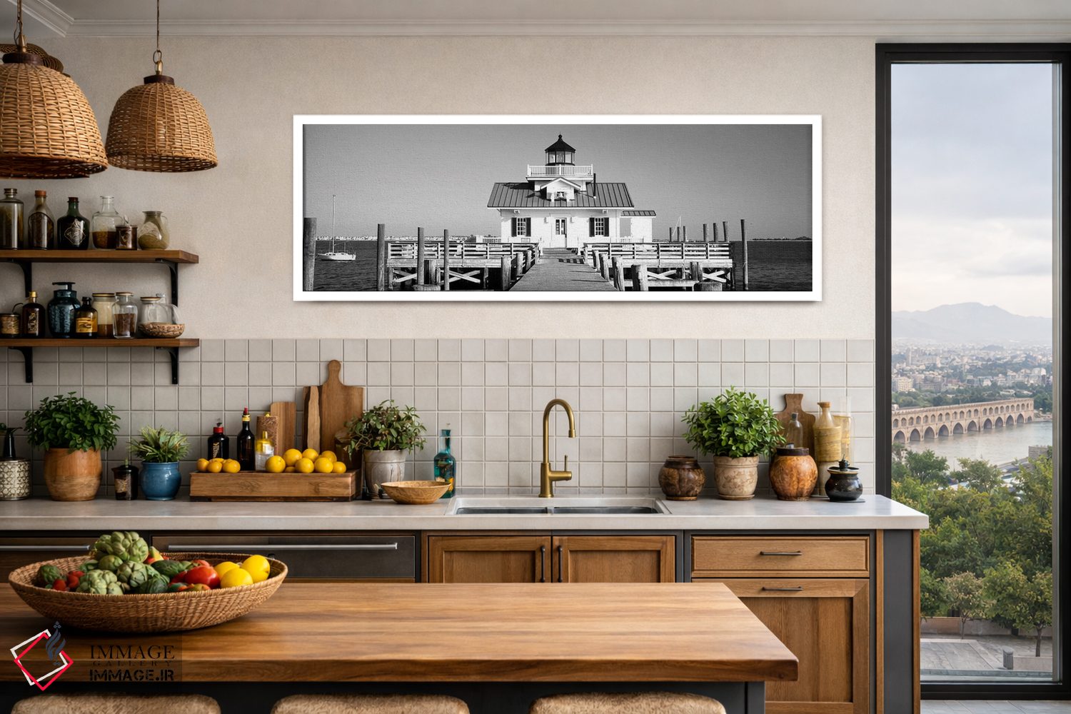 تابلو دکوراتیو "فانوس دریایی مرداب روآنوک، بانک های بیرونی، کارولینای… اثر پانورامیک ایمجز - D4W