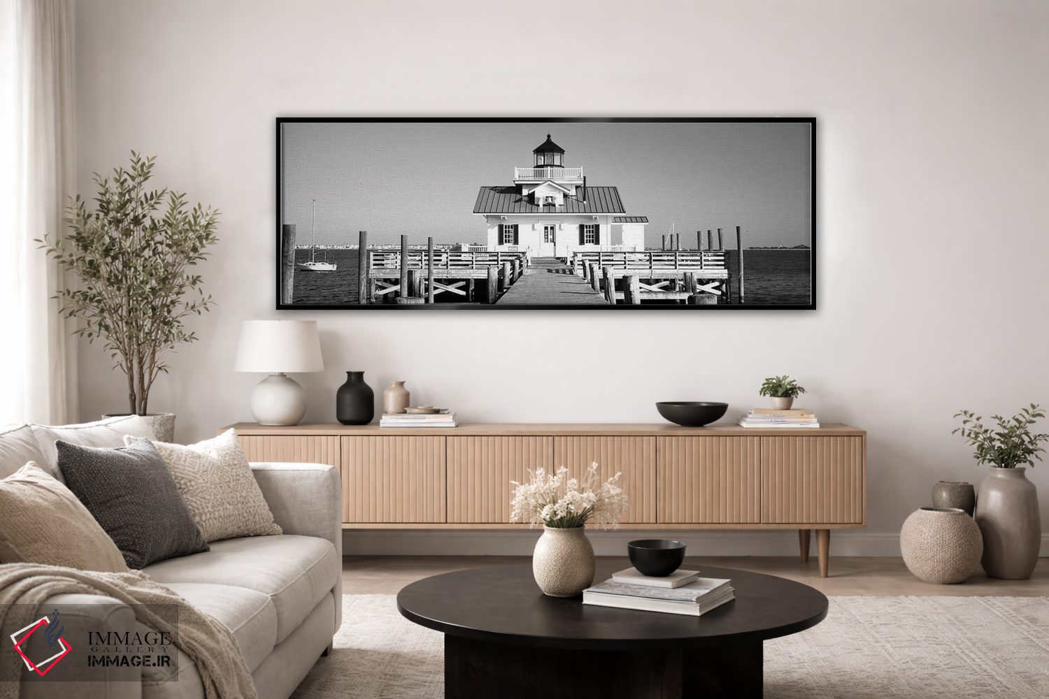 تابلو دکوراتیو "فانوس دریایی مرداب روآنوک، بانک های بیرونی، کارولینای… اثر پانورامیک ایمجز - D5B