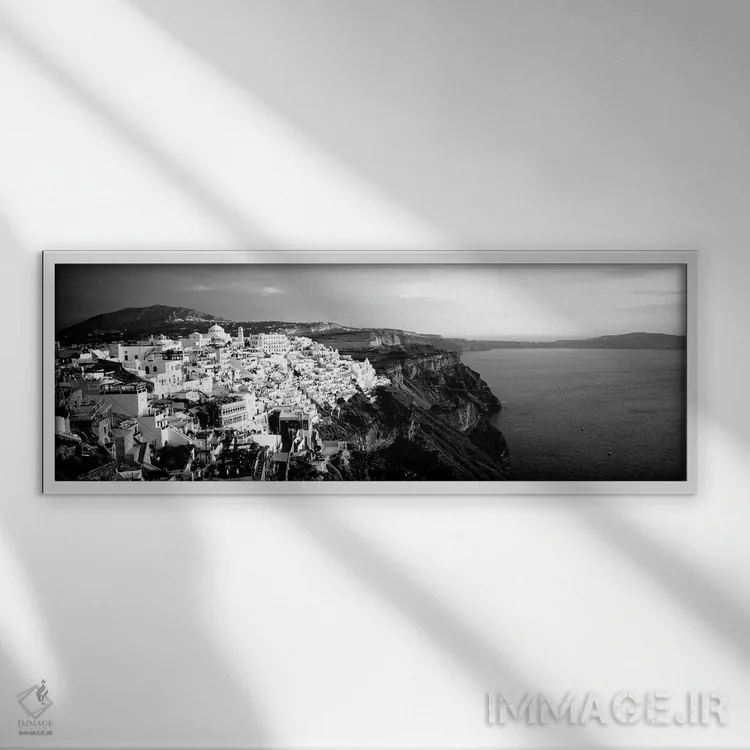 تابلو دکوراتیو "سانتورینی، یونان" اثر پانورامیک ایمجز - نمای قابدار سفید